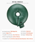Tree Watering Bag Set Slow Release 4 Pack 20 Gallons Watering Rings in green PVC with dimensions and specifications shown.