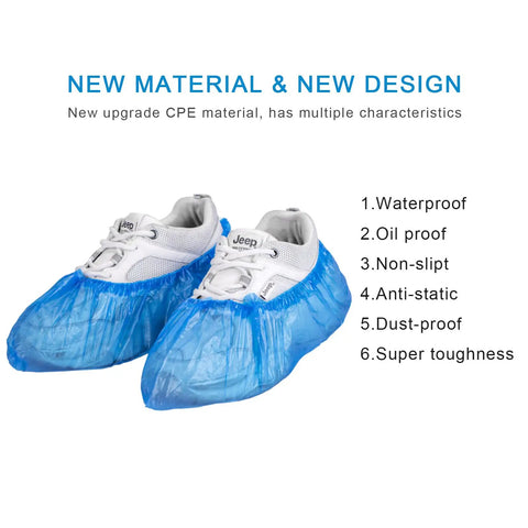 Disposable Shoe Covers Green 50 Count 25 Pairs Waterproof Non Slip Dust Proof Anti Static Tear Resistant With Anti Skid Surface No Mess Protect Your Shoes Floors Carpets One Size Fits Most