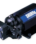 Premium 12 Volt Automatic Demand Diaphragm Water Pump with electric connections and ribbed casing for RV and boat projects.