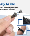 Badass Punk Spikes And Studs Kit 150 Piece Mixed Shape Gun Black Leather Rivets with screw for easy installation in crafts.