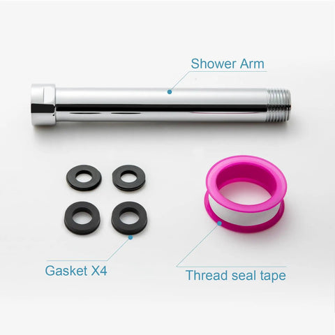 Heavy Duty Stainless Steel Shower Arm Extension Chrome 6 Inch Pipe Extender For Shower Head Universal Fit with gaskets