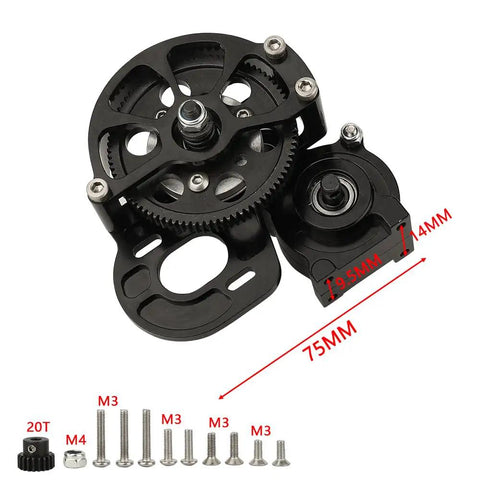 Full Metal Transmission Gearbox With Steel Gear Set For 1/10 RC Crawlers, Half Open Shell, CNC Aluminum Protective Cover, preassembled