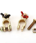 Beefed Up Brass Marine Grade Battery Terminal Kit with Adjustable Clamps and Anti Corrosion Pad for Boat Car RV Truck Marine Use