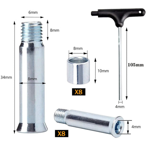 Inline Skate Axle Spacer Replacement Kit Pro Grade With 8mm Axles 8mm Wheel Spacers Screws And T Handle Allen Wrench