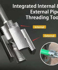 Versatile 4 In 1 Water Pipe Wrench With Integrated Internal And External Threading Tool showing the threaded tool detail.