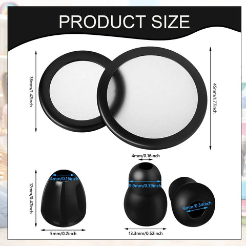 24 Pack Stethoscope Spare Parts Kit With Replacement Diaphragms And Ear Tips, Black, Product Size Details