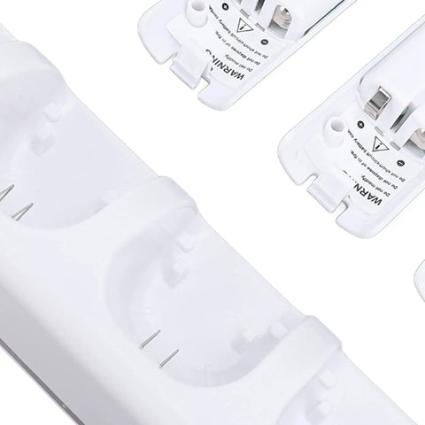 Four In One Remote Battery Charging Dock with LED Indicators includes four 2800mAh high capacity rechargeable AA batteries