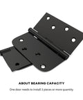 Matte Black 4x4 Inch Door Hinges 18 Pack Pro Grade With Square And Round Corner Design Iron Construction Includes 144 Matching Screws Heavy Duty Interior Exterior Door Hinge Set detail view