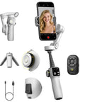 3 Axis Smartphone Gimbal Stabilizer For iPhone And Android With Bluetooth Remote Control Built In 7.8 Inch Extendable Rod White