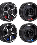 Upgrade Your Rc Game With This Dumborc Metal Steering Handwheel Transmitter Kit Featuring A Soft Brake Sponge Grip For Smoother Control Panel Refitting And Daily Remote Handle Mods On Multi Brand Controllers. Black metal RC steering wheel transmitter kit shown front and back views