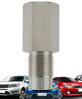 Extension pipe fitting, stainless steel, front view with hex nut and male thread