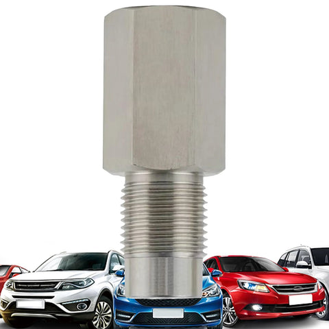 Extension pipe fitting, stainless steel, front view with hex nut and male thread