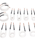 Top Shelf Induction Heater Coil Kit Using Premium Brass Core Wire shaped for frozen hardware, features flexible white leads.