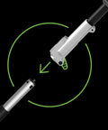 Assembly of the 12 Inch Brush Cutter Attachment for 56V Multi Head System with 3 Tooth Steel Blade, carbon fiber shaft visible