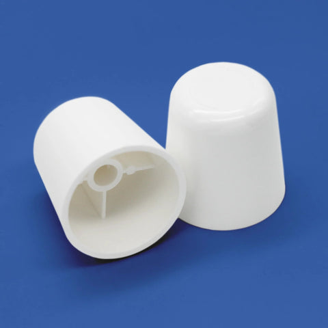 Universal Fit Toilet Bolt Caps 1/4 Inch or 5/16 Inch, 2 Pack, Quick Snap On Covers That Stay In Place shown on blue background