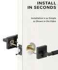 Installing 4 Pack Black Privacy Door Handles Set With Inside Button Levers for Bedroom and Bathroom on white door