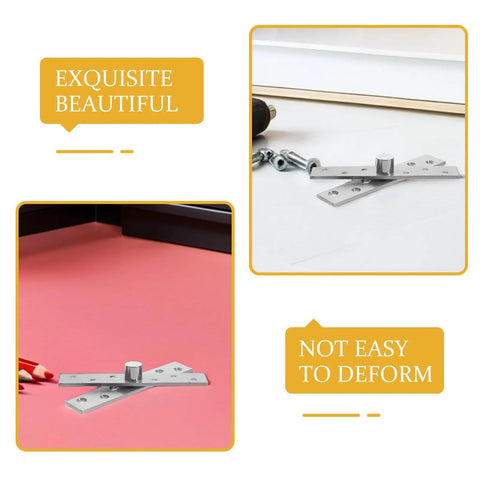 Heavy Duty Stainless Steel Pivot Door Hinges Set For Wood Doors And Bookshelves, 360 Degree Rotation shown on surfaces