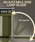 Portable IPX4 Waterproof Camping Lantern With 2000mAh Solar Charging showing adjustable 90-degree side lamp blade