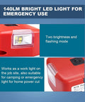 Battery Converter For Milwaukee 18V Batteries With USB Charger, DC Port And 3W LED Work Light close-up showing LED