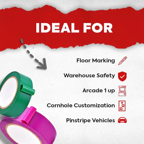 Red Vinyl Marking Tape 1 Inch By 36 Yards For Safety Floor Marking And Pinstriping No Stretch Go To Tape usage illustration