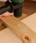 1 Inch Deck Screws Size 8 310 PC Epoxy Coated T25 Star Bit Outdoor Wood Decking Fence Screws being installed in lumber