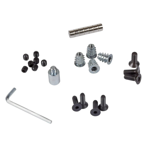Heavy Duty Aluminum Router Table Insert Plate With Dual Snap Lock Rings For Custom Built Workbenches Offering Hella Durability A Knockout Flat Surface And Rock Solid Stability For Your Dream Shop hardware set including screws, inserts, and hex key