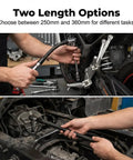 Two length options of 1/2 Inch Flexible Shaft Extension Tool For Tight Spaces, Handy Torque Socket Extender And Portable Hand Drive Kit, 2026 Upgraded Ratchet Spanner Alternative For Automotive Repair In Hard To Reach Areas, 2 Pack in use during automotive repair.