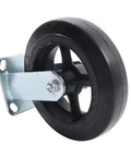Heavy Duty Rigid Caster Wheels Eight Inch By Two Inch Featuring Rubber Tires And Solid Cast Iron Cores for industrial use on hard floors.