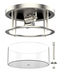 2 Light Farmhouse Rustic Flush Mount Ceiling Light Fixture With Clear Glass Shade And Brushed Nickel Finish components