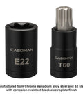 Heavy Duty Torx Bit Socket Set With 25 Pieces And External Sockets, T60 Torx bit and E22 ETorx socket, chrome vanadium steel