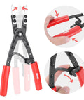 Beefed-Up Heavy Duty 2 Piece 10 Inch Multi Angle Internal And External Circlip Pliers Set With Case, front view, red handles