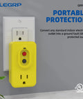 Manual Reset GFCI Outlet Adapter For Indoor Use, 15 Amp Grounded 3-Prong Socket, UL Listed, Yellow, 1 Pack, plugged in