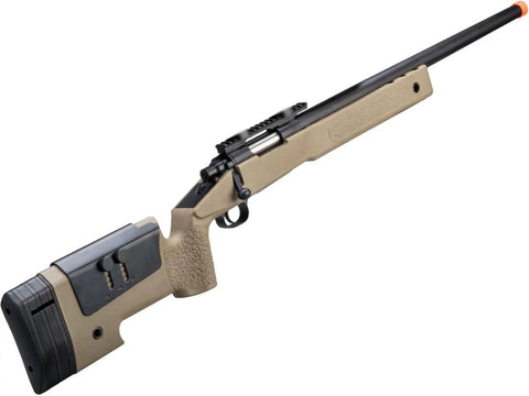 CYMA USMC M40A3 Cycling Action Airsoft Rifle Desert Finish Gun Only Package 500 FPS No Optics Included angled view