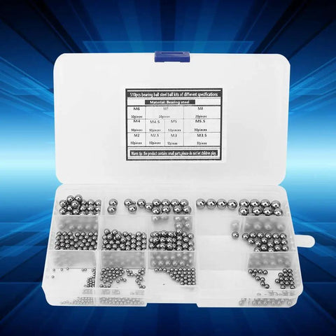 510 Pieces M2 M8 Steel Bearing Ball Classification Kit Built Tough For Heavy Duty Industrial Use With Hardened Balls High Hardness And Load Capacity For Precise Long Lasting Performance, open organizer with assorted steel balls