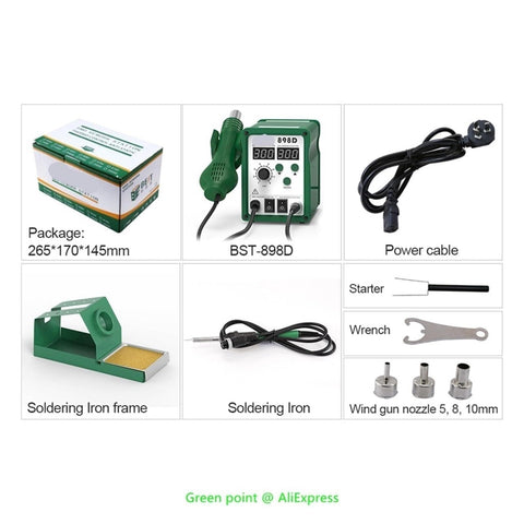 2 In 1 Hot Air Rework Station With LED Display Soldering Iron Lead-Free Desoldering Tool SMD Repair Soldering Combo