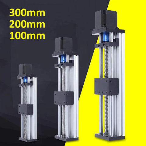 100 200 300 Millimeter Linear Axis Actuator With 100 Millimeter Stroke, 24V Ball Screw Guide Sliding Table, NEMA 23 Stepper Motor