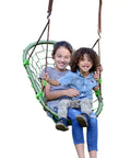 Two children smiling on Outdoor Tree Swing Chair For Kids And Adults With Multi Position Comfort Weather Resistant Heavy Duty Metal Frame