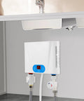 Ace Wall Mounted Tankless Water Heater Delivers Instant Hot Water With 220Volt 5Point5Kilowatt Fast Heating For Kitchen And Bathroom Featuring Slick Space Savvy Build Ready When You Call, mounted under a sink.