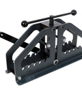 Heavy Duty Manual Tube Roller Bender Crafted From Carbon Steel For Precise Pipe Bending Compact Design showing side angle with crank handle.