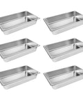 6 Pack Hotel Pans 1 By 1 Size 4 Inch Deep Stainless Steel Trays For Food 20.8 Inch Long By 13 Inch Wide Catering Table Pans