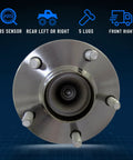 Front view of Wheel Hub And Bearing Assembly For Mazda CX7 2007 To 2012 Rear Left Or Right 5 Lug With ABS FWD Compatible OE Style