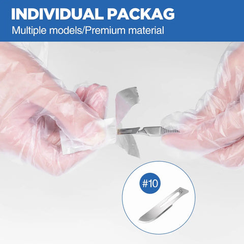 Pro Grade Surgical Scalpel Blades Kit, 21-Piece Set With 1 No 3 Handle And 20 No 10 Blades, Sterile Medical Grade Disposable Scalpel Set For Clinics And Home Use, No. 10 blade in individual sterile package