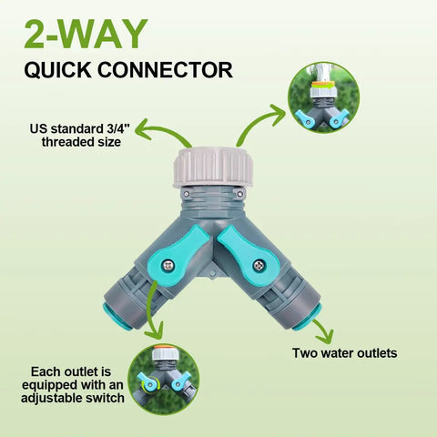 2-way quick connector detail from 98ft Fast Connect Irrigation System Kit With 12mm And 6mm Tubing, Adjustable Emitters