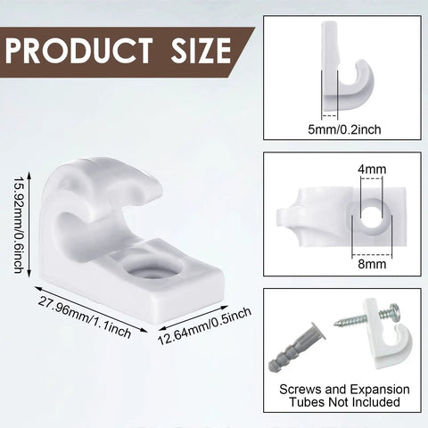 50 Pack Wire Shelf Clips And Wall Brackets For Metal Shelving, Heavy Duty Plastic Shelf Clips For Closet And Garage Organization, Must Have Storage Box, Approximately 2.8 X 1 Inches, White, Screws And Expansion Tube Not Included