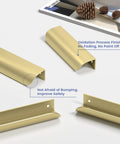 Close-up of 20 Pack 3 Inch Gold Cabinet Handles And Drawer Pulls Finger Pulls For Cabinets Edge Pulls And Flat Drawer Handles