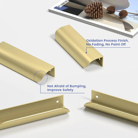 Close-up of 20 Pack 3 Inch Gold Cabinet Handles And Drawer Pulls Finger Pulls For Cabinets Edge Pulls And Flat Drawer Handles