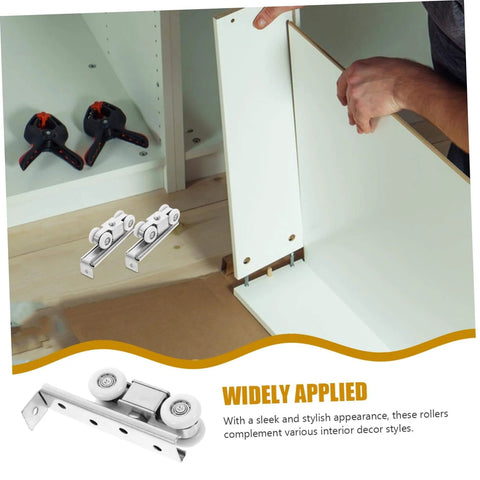 Stainless Steel Sliding Door Pulley Wheel Kit Heavy Duty Roller for Closet and Patio Doors with installation view