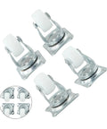 Twelve Piece Set Of One Inch Swivel Casters Featuring Cushioned Rubber Wheels And Polished Silver Ball Bearings That Roll Smooth Without A Hitch, view of four casters.