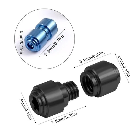3 Sets Titanium Thumb Studs And Pocket Knife Screws Replacement For Benchmade 535 Bugout, black and blue, dimensions shown