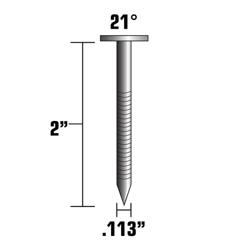 21 Degree Ring Shank Framing Nails 2 Inch 0.113 Inch Full Round Head illustration